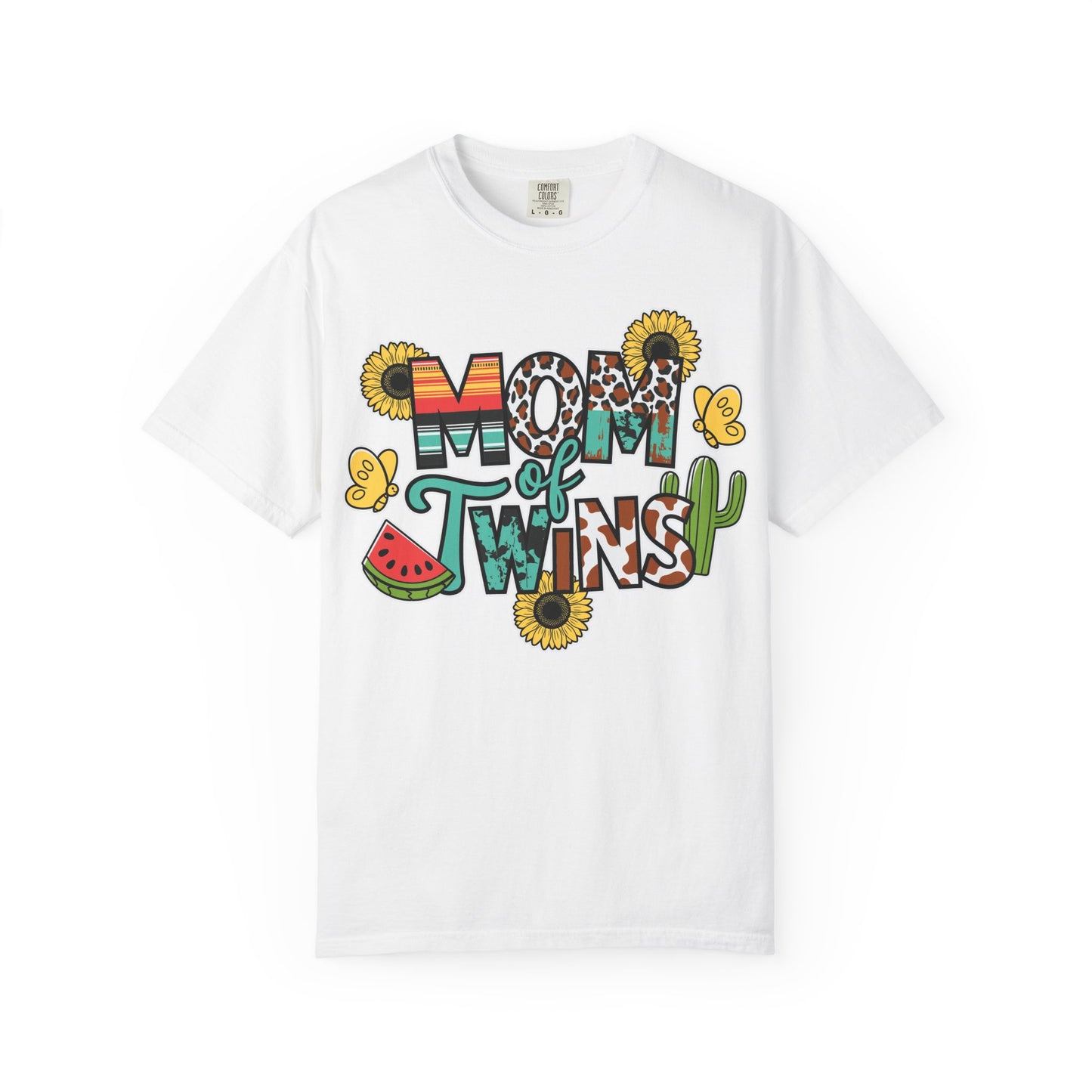 Western 'Mom of Twins' T-shirt with Sunflowers and Cactus