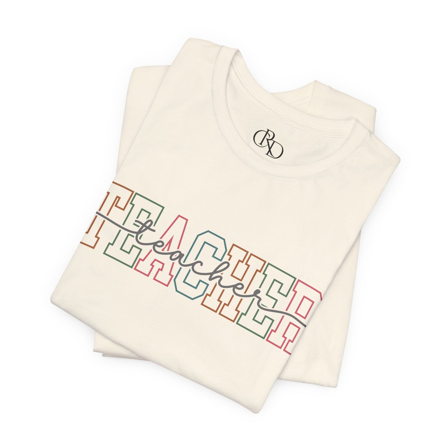 Colorful 'Teacher' Unisex Jersey Short Sleeve Tee - Perfect Gift for Educators