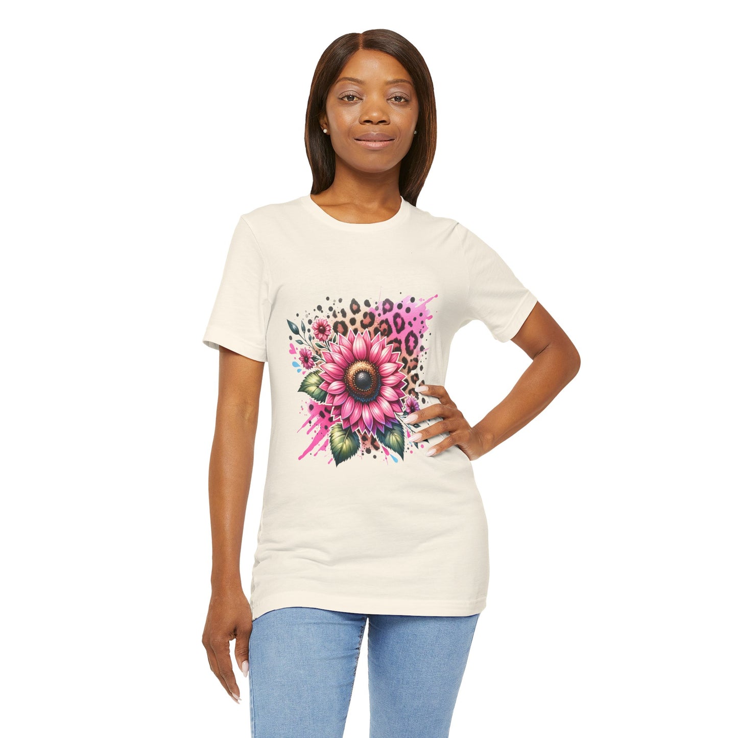 Pink Leopard Rose - Short Sleeve T-Shirt