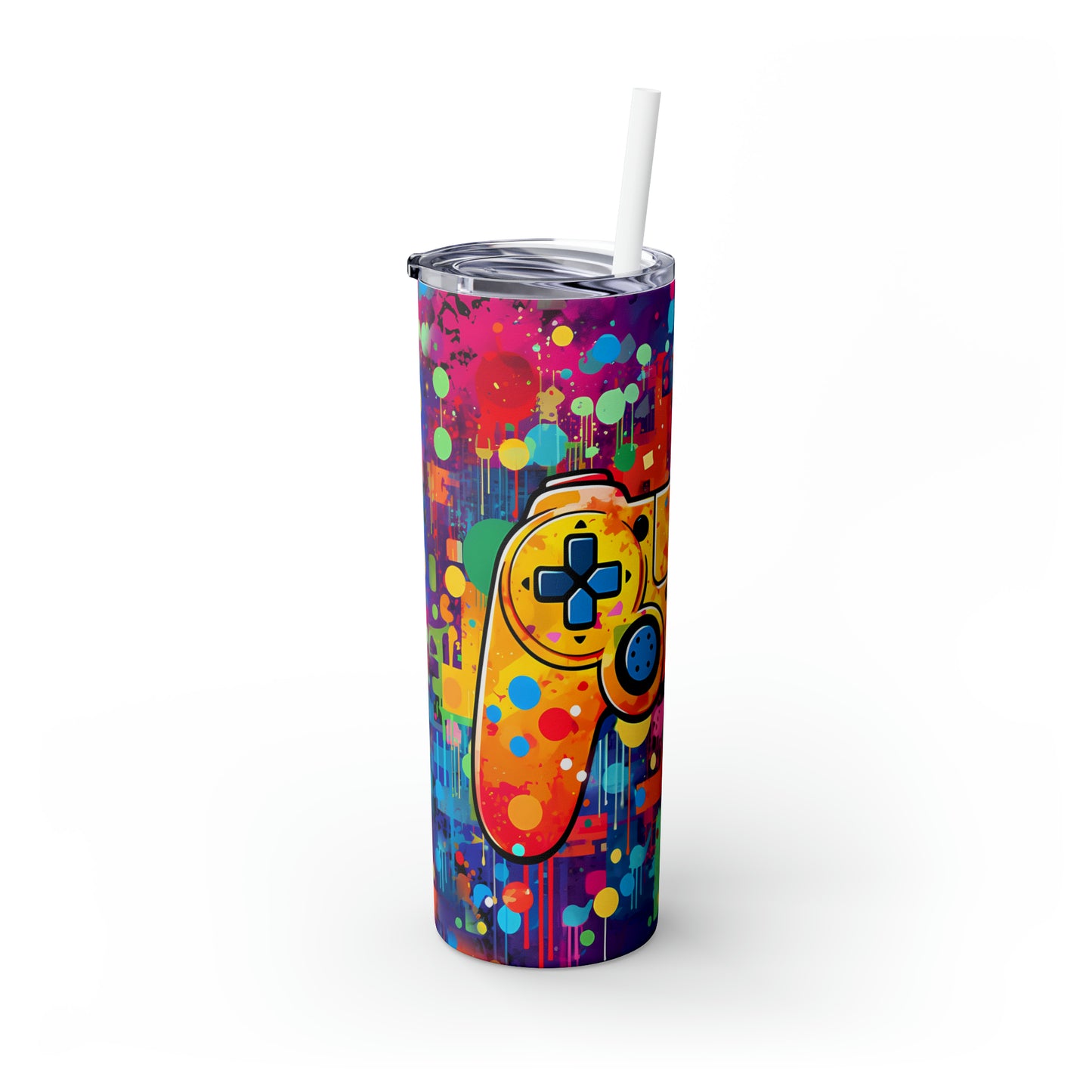 Gamer - Skinny Tumbler with Straw, 20oz