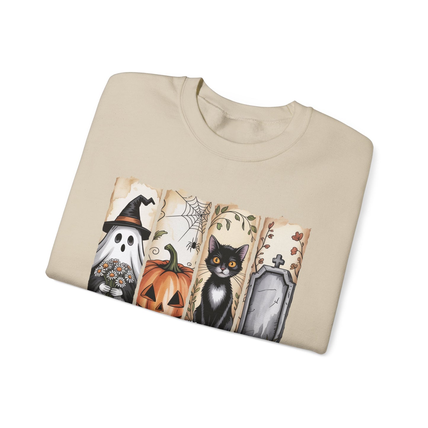 Spooky Season Crewneck Sweatshirt | Cozy Fall Apparel, Halloween Gift, Unisex Sweatshirt, Seasonal Fashion, Ghosts & Cats Design