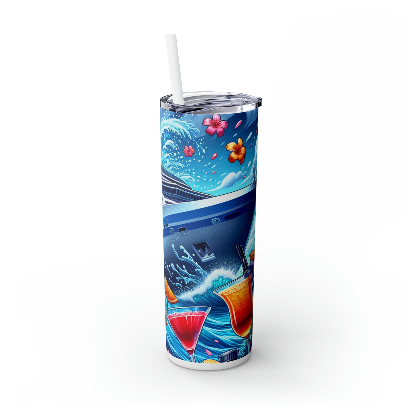 Cruisin Vibes - Skinny Tumbler with Straw, 20oz