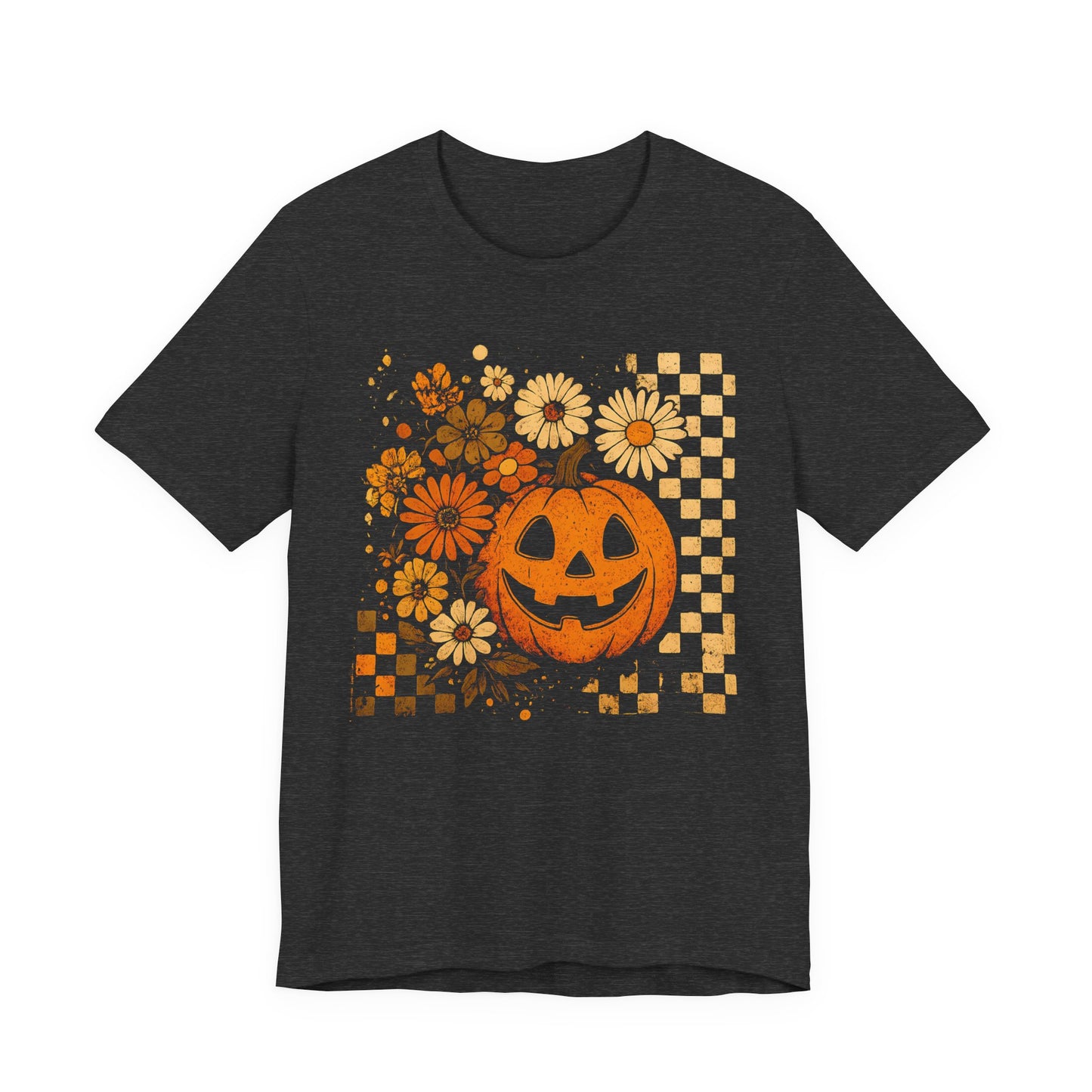 Halloween Floral Pumpkin Tee, Unisex T-shirt for Fall Celebrations, Spooky Season Shirt, Halloween Party Attire, Trick or Treat Apparel