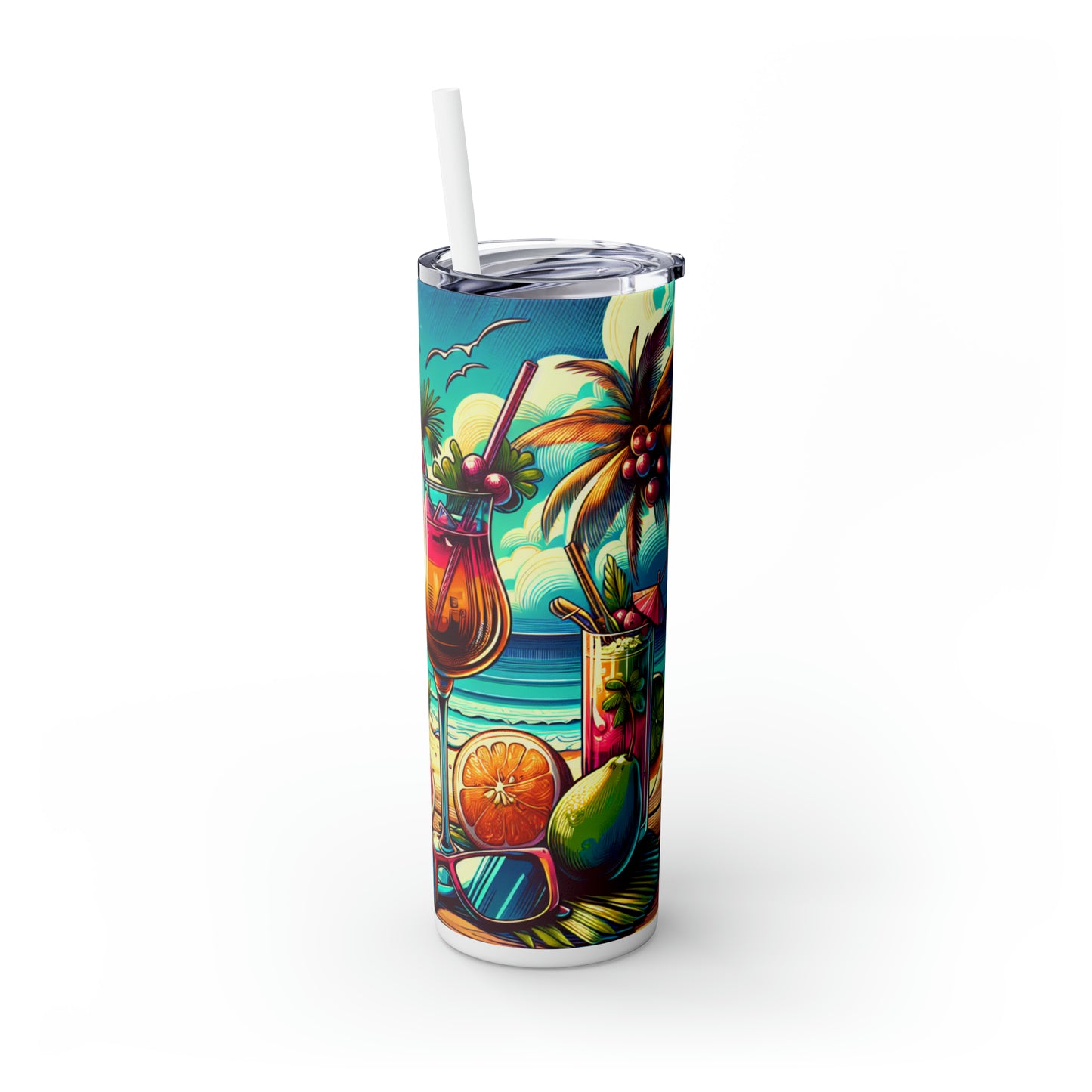 Vacation Skinny Tumbler with Straw, 20oz