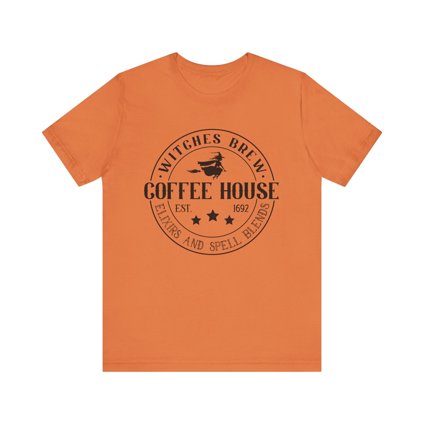 Witches Brew Coffee House Tee, Unisex Short Sleeve Shirt, Coffee Lover Gift, Halloween Apparel, Witchy T-Shirt, Casual Wear
