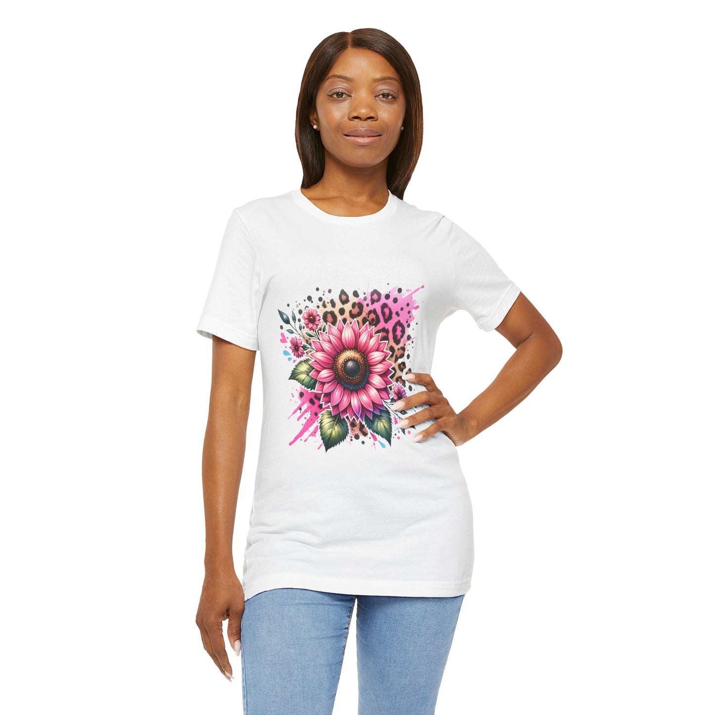 Pink Leopard Rose - Short Sleeve T-Shirt