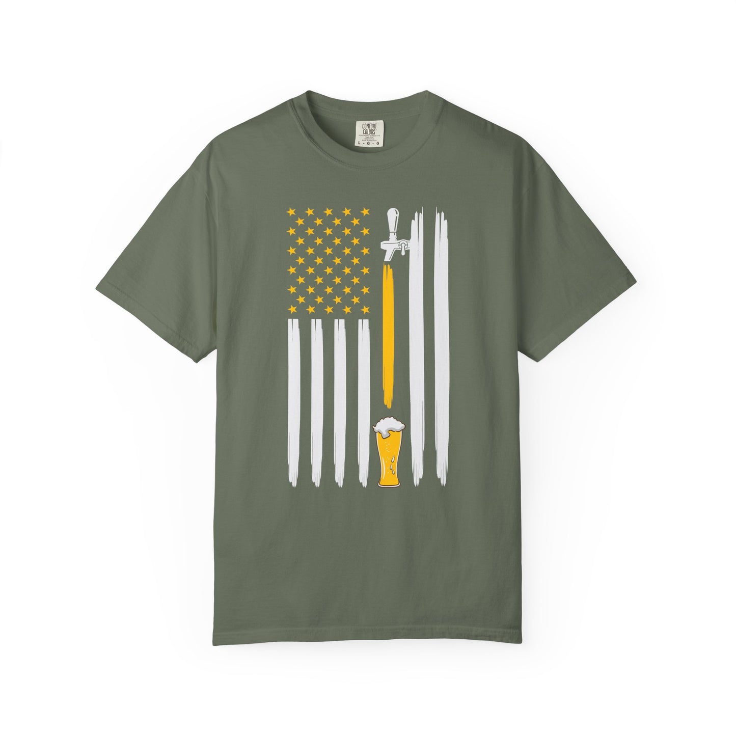 Beer Lover T-Shirt with American Flag Design