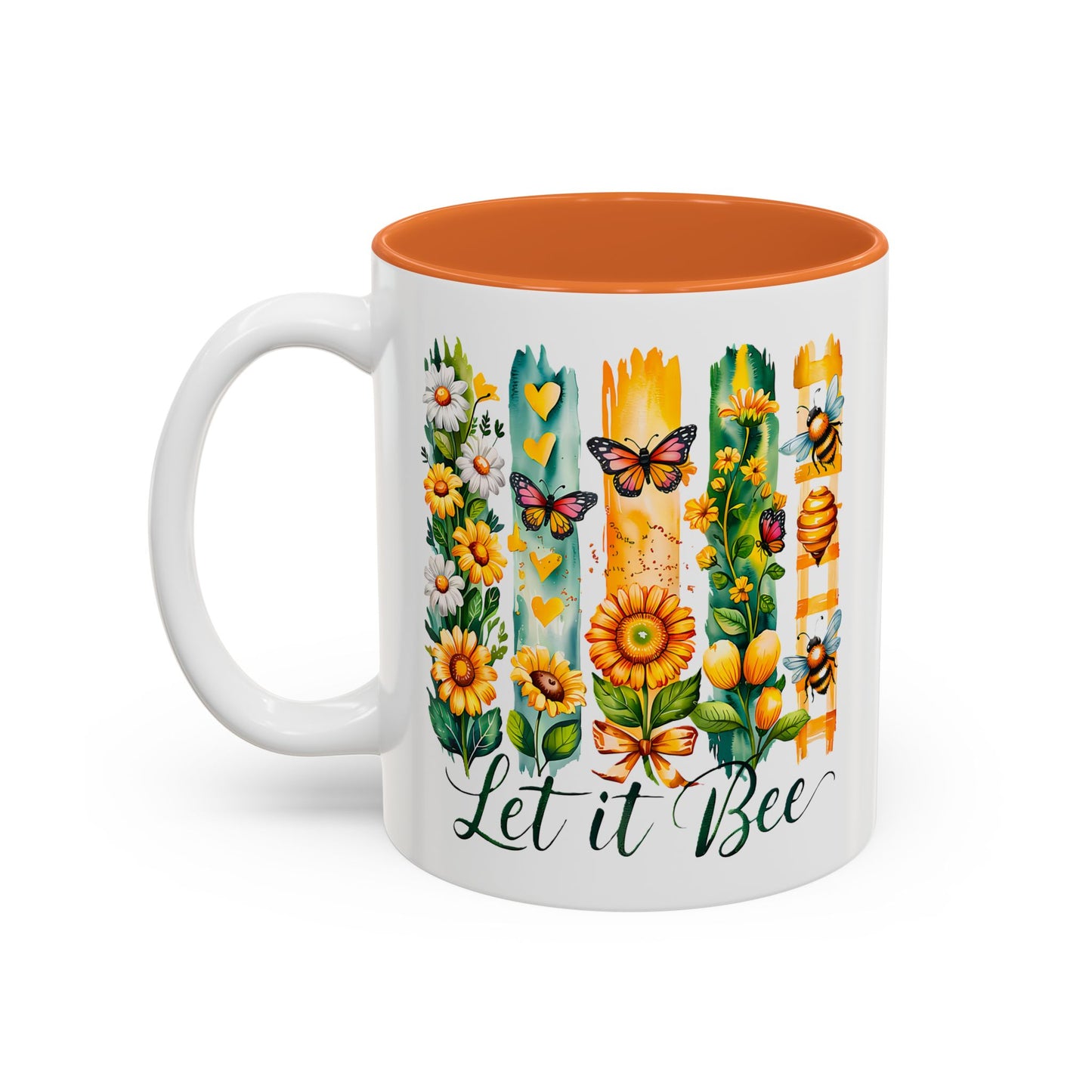 Floral Bee Ceramic Mug, Bee Lover Gift, Flower Mug, Garden Decor, Nature Lover's Coffee Cup, Spring Gift