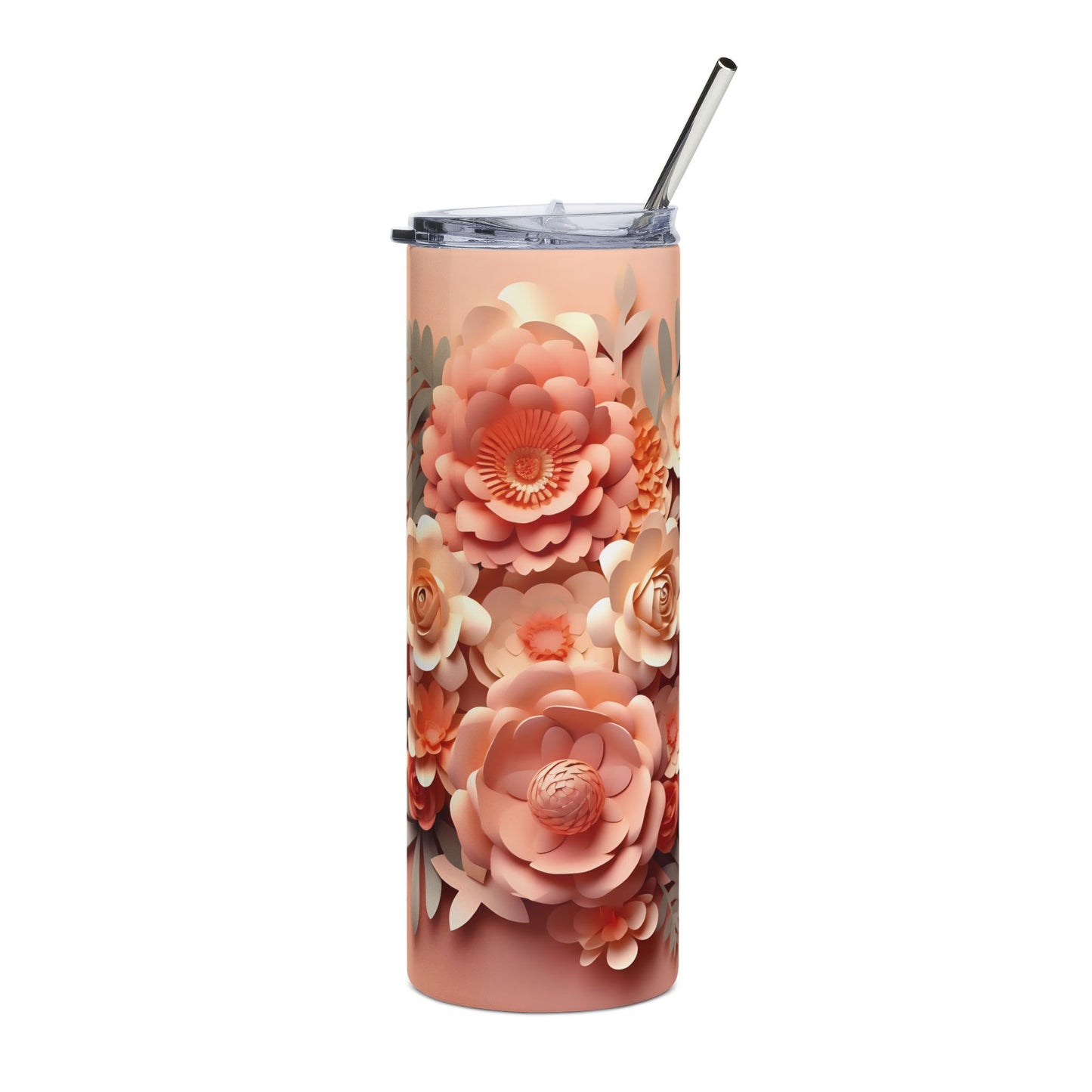 Floral Stainless Steel Tumbler, 20oz, Insulated Travel Cup, Gift for Her, Spring/Summer, Engaging Floral Design, Eco-Friendly Drinkware
