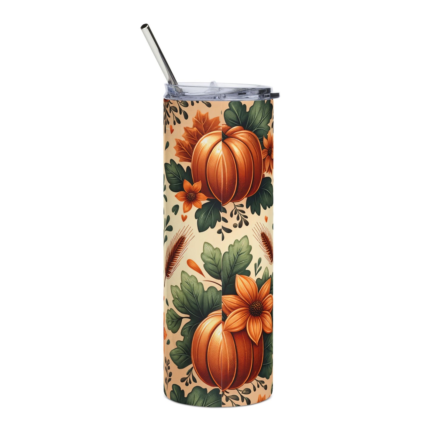 Thankful Pumpkin Stainless Steel Tumbler | 20oz Fall Travel Mug | Blessed & Thankful Cup | Autumn Gifts | Thanksgiving Decor