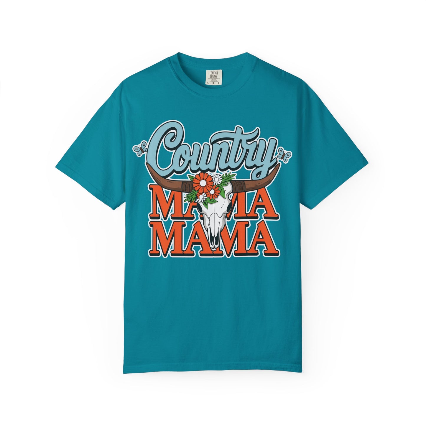 Country Mama Garment-Dyed T-Shirt, Fun Summer Tee, Gift for Moms, Vintage Style Top, Women's Casual Wear, Family Reunion Shirt