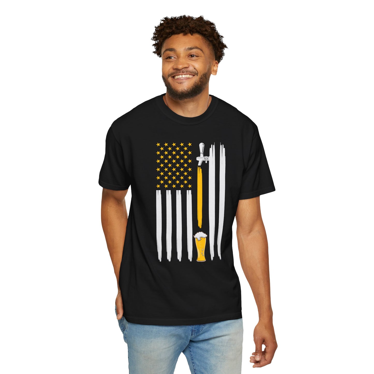 Beer Lover T-Shirt with American Flag Design