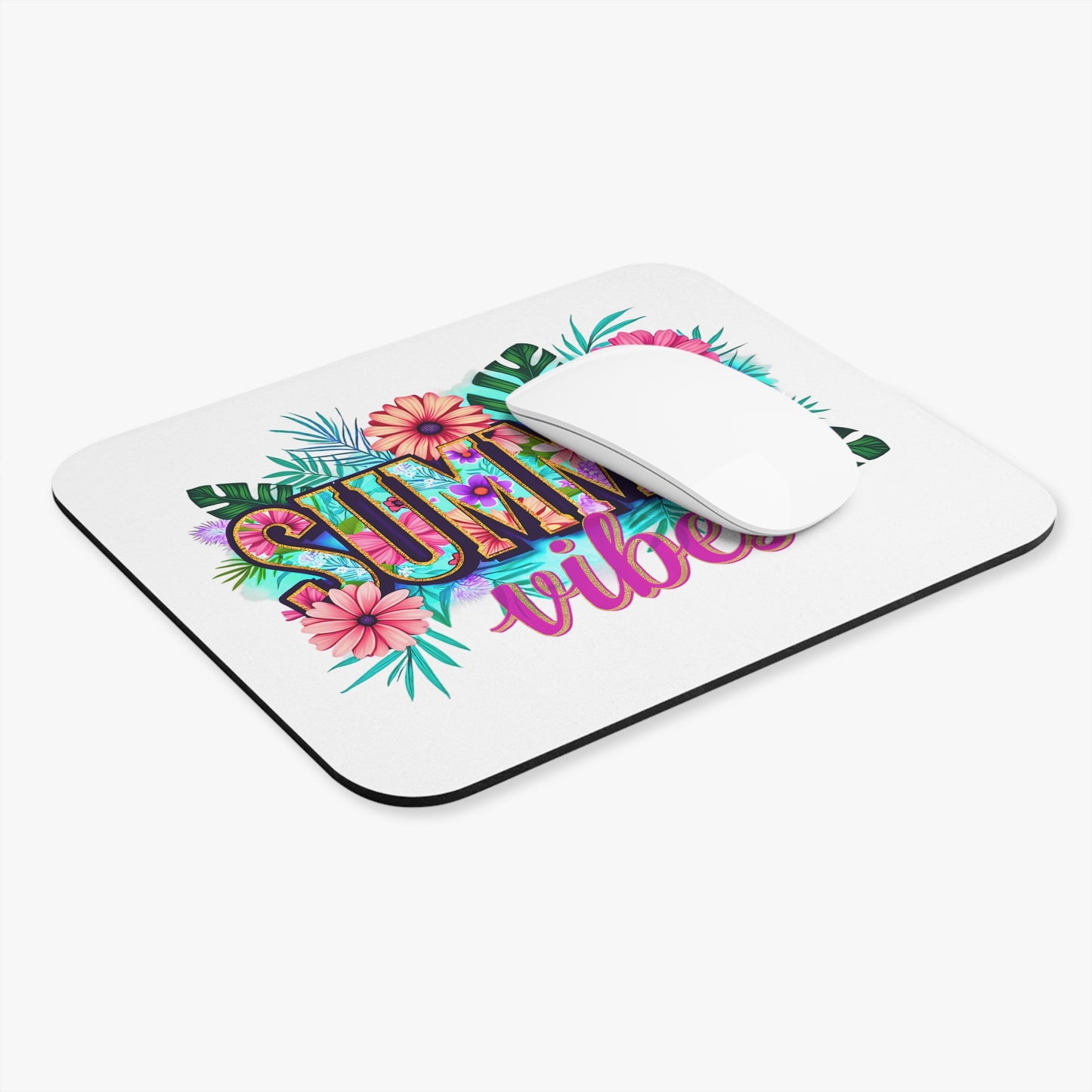 Summer Vibes Mouse Pad | Colorful Floral Desk Accessory | Office Gift | Gamer Gift | Tropical Home Decor | Summer Decor