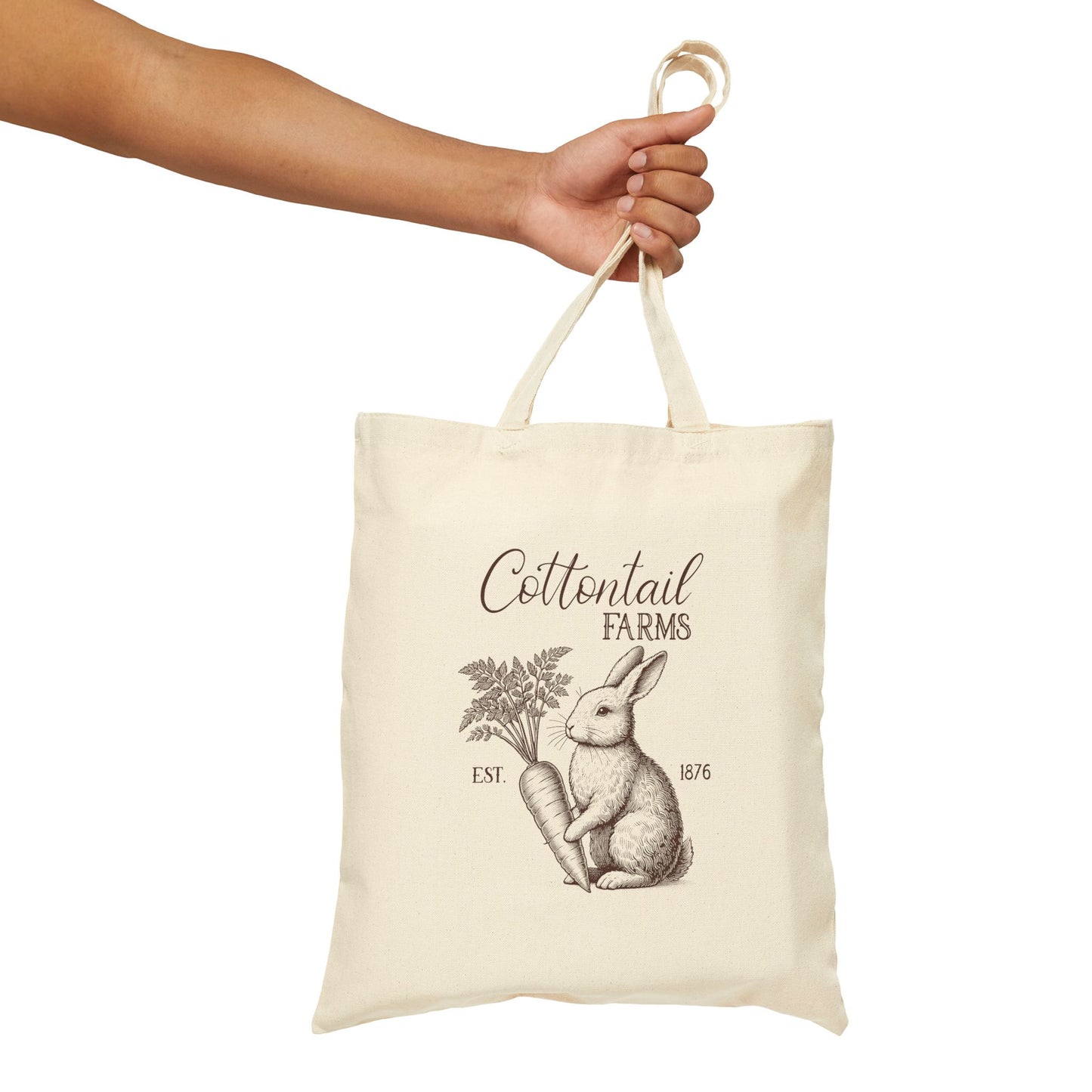 Cottontail Farms Vintage Rabbit Tote Bag - Eco-Friendly Canvas for Easter & Everyday Use