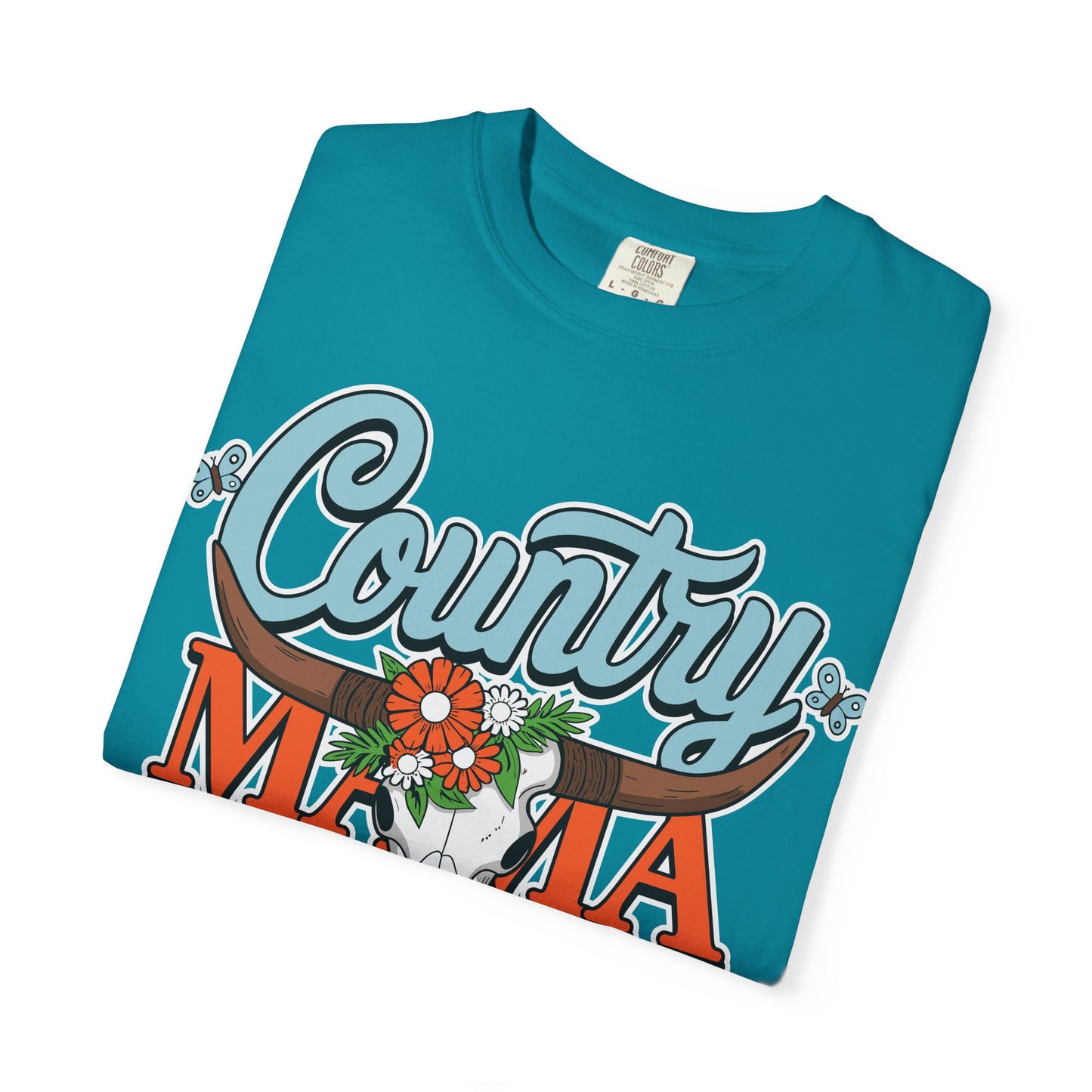 Country Mama Garment-Dyed T-Shirt, Fun Summer Tee, Gift for Moms, Vintage Style Top, Women's Casual Wear, Family Reunion Shirt