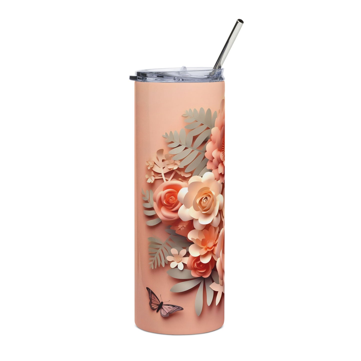 Floral Stainless Steel Tumbler, 20oz, Insulated Travel Cup, Gift for Her, Spring/Summer, Engaging Floral Design, Eco-Friendly Drinkware