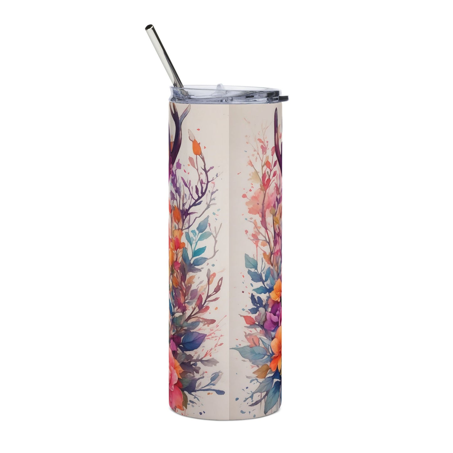 Floral Deer Travel Tumbler | 20oz Insulated Drinkware | Nature Lover Gift | Eco-Friendly Cup | Outdoor Adventure Mug | Unique Home Decor