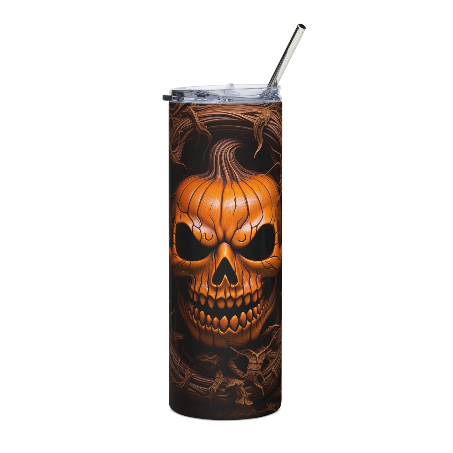 Halloween Skull Tumbler, 20oz | Stainless Steel Travel Cup, Spooky Drinkware for Halloween, Gift for Goth Friends, Fall Decor