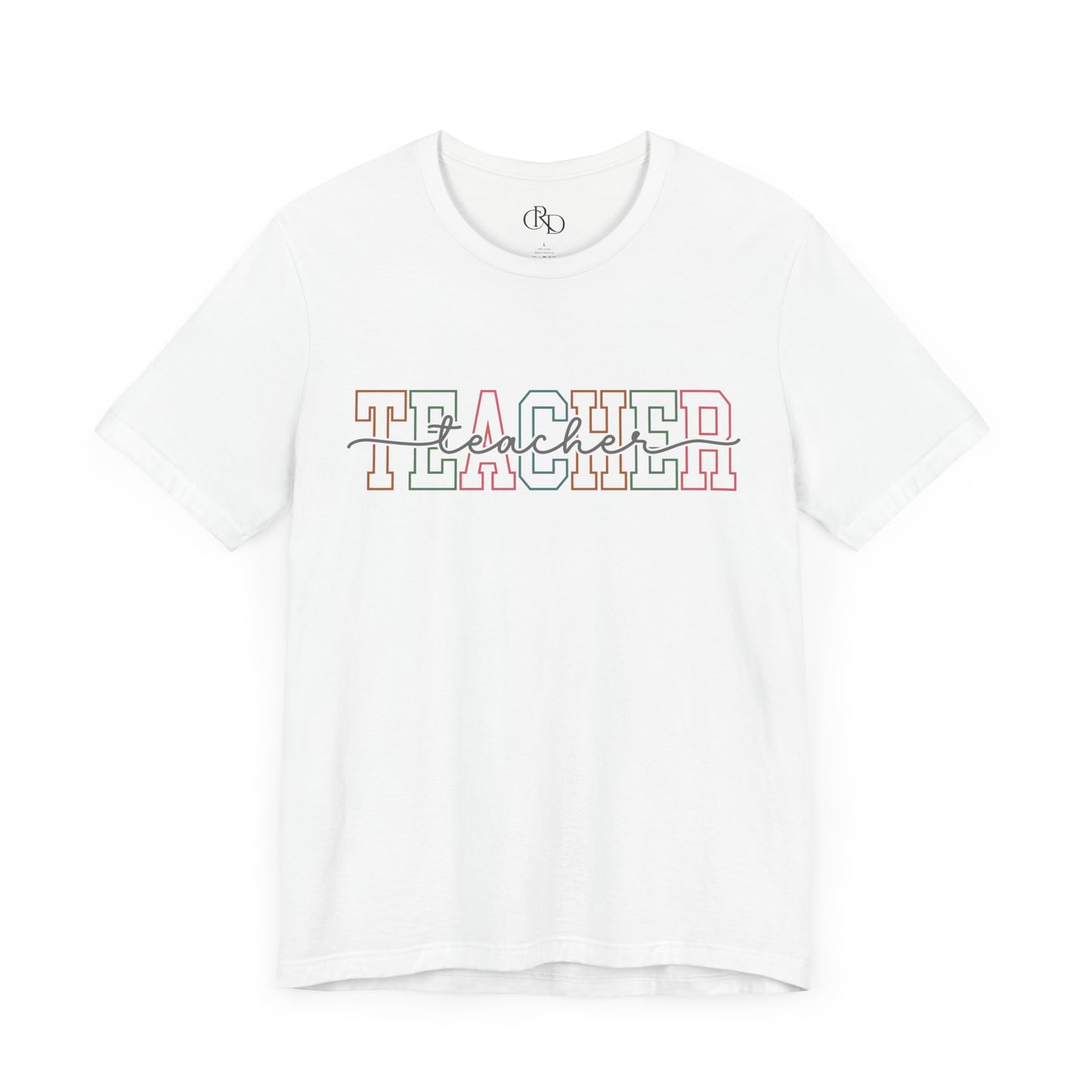 Colorful 'Teacher' Unisex Jersey Short Sleeve Tee - Perfect Gift for Educators