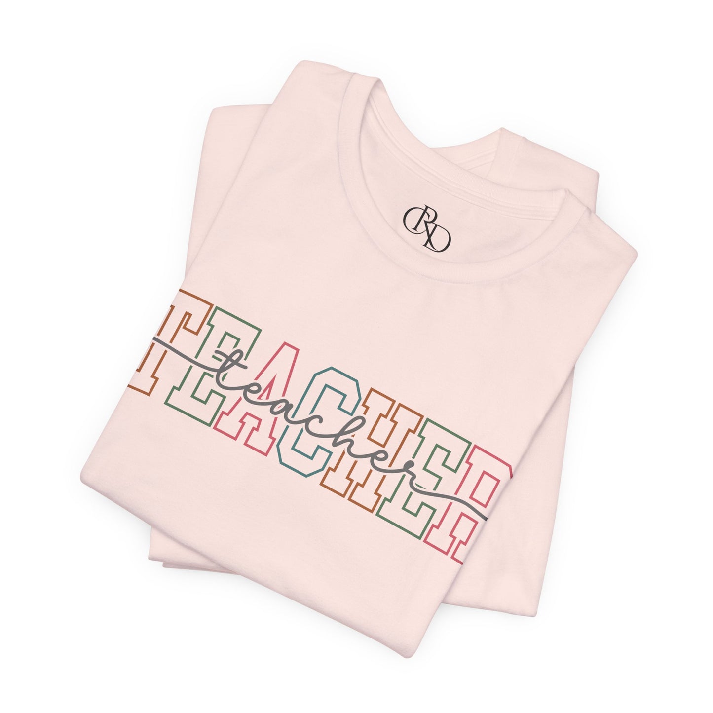 Colorful 'Teacher' Unisex Jersey Short Sleeve Tee - Perfect Gift for Educators
