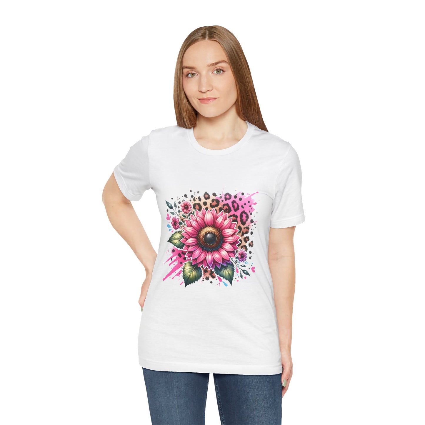 Pink Leopard Rose - Short Sleeve T-Shirt