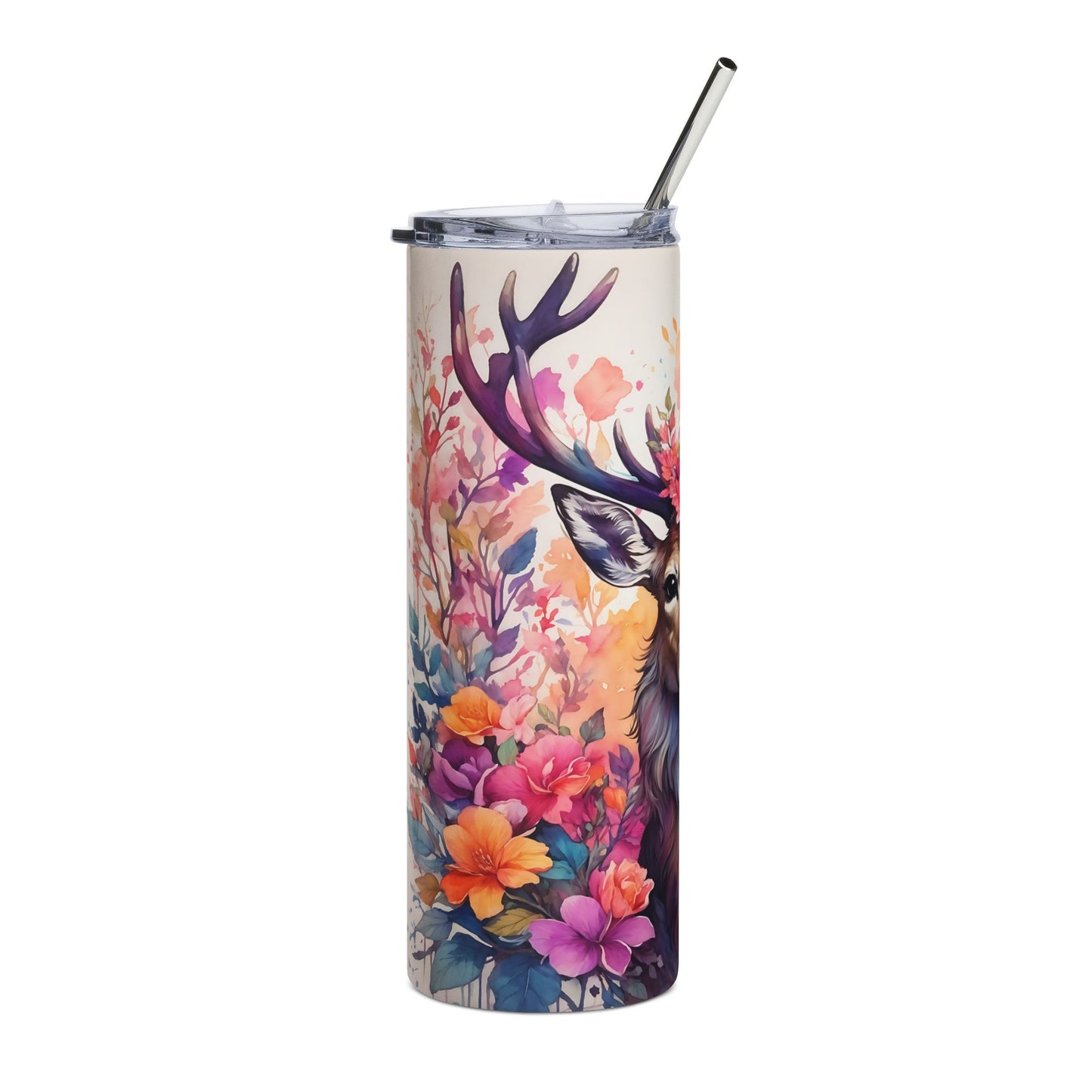 Floral Deer Travel Tumbler | 20oz Insulated Drinkware | Nature Lover Gift | Eco-Friendly Cup | Outdoor Adventure Mug | Unique Home Decor