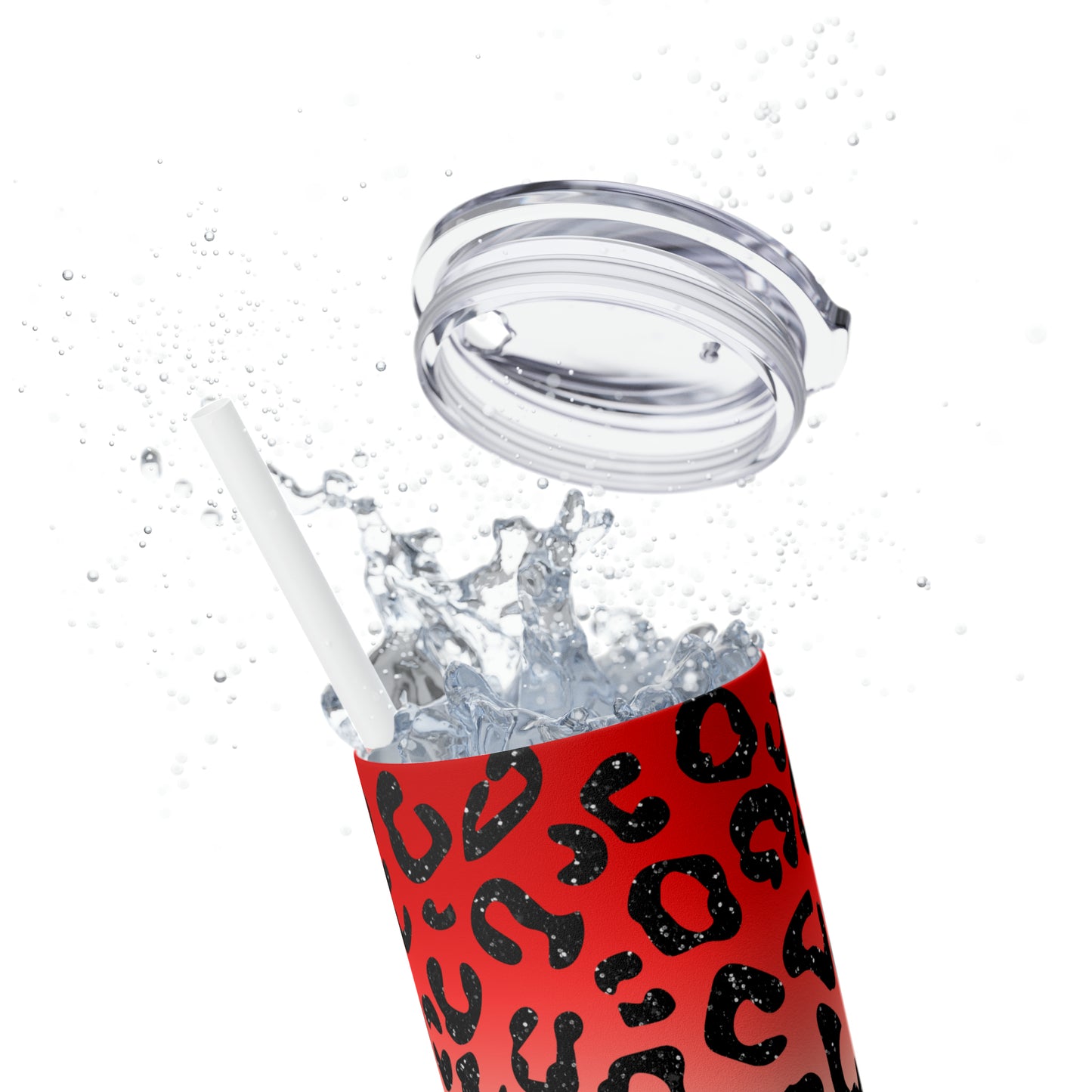 Red White Blue Cheetah - Skinny Tumbler with Straw, 20oz