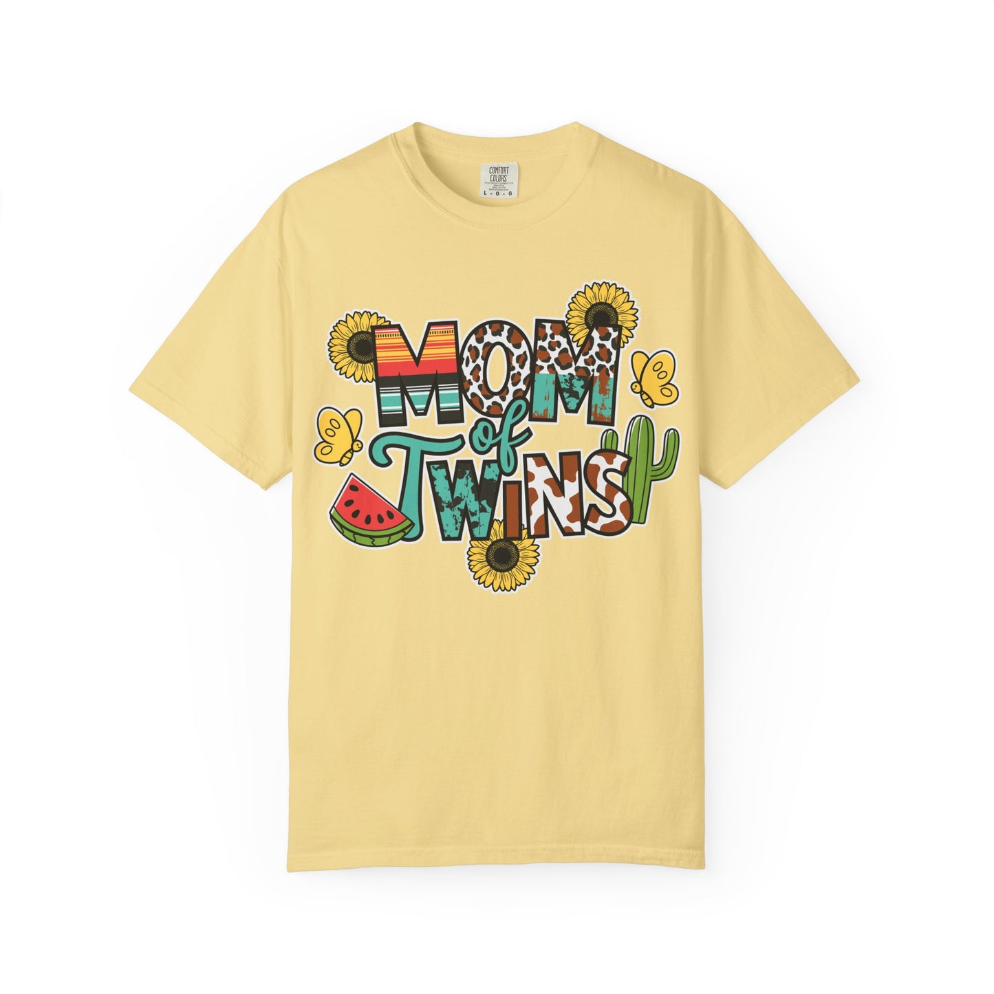 Western 'Mom of Twins' T-shirt with Sunflowers and Cactus