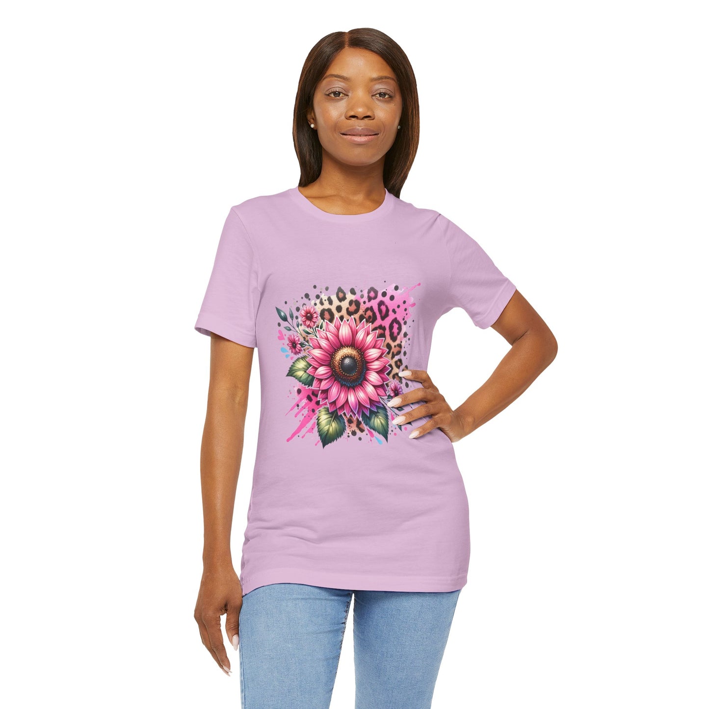 Pink Leopard Rose - Short Sleeve T-Shirt
