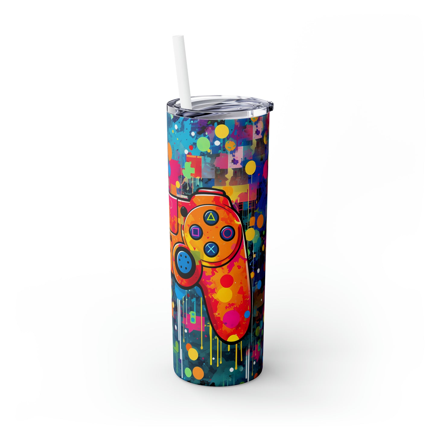 Gamer - Skinny Tumbler with Straw, 20oz
