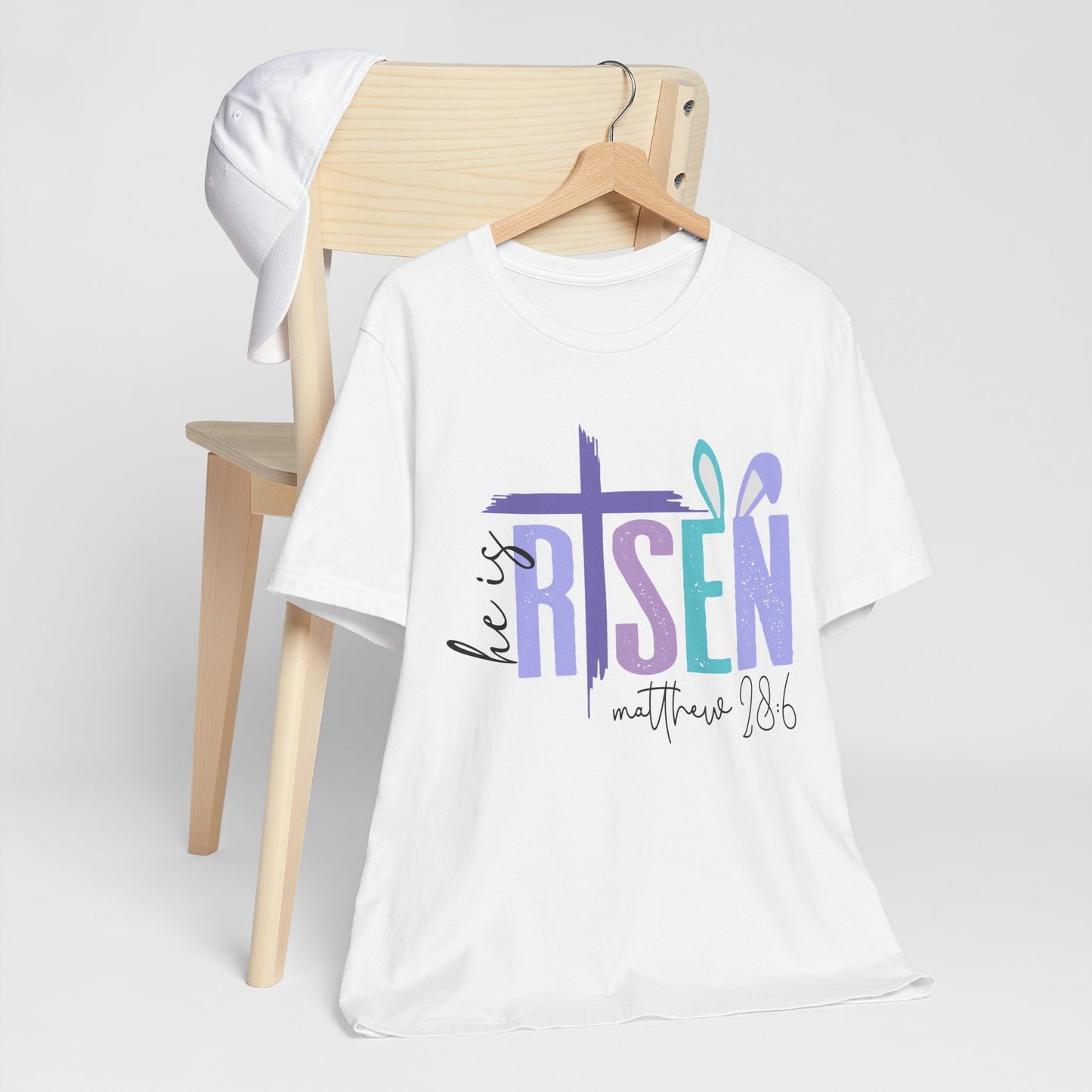 He is Risen Unisex Jersey Short Sleeve Tee - Easter Faith Shirt