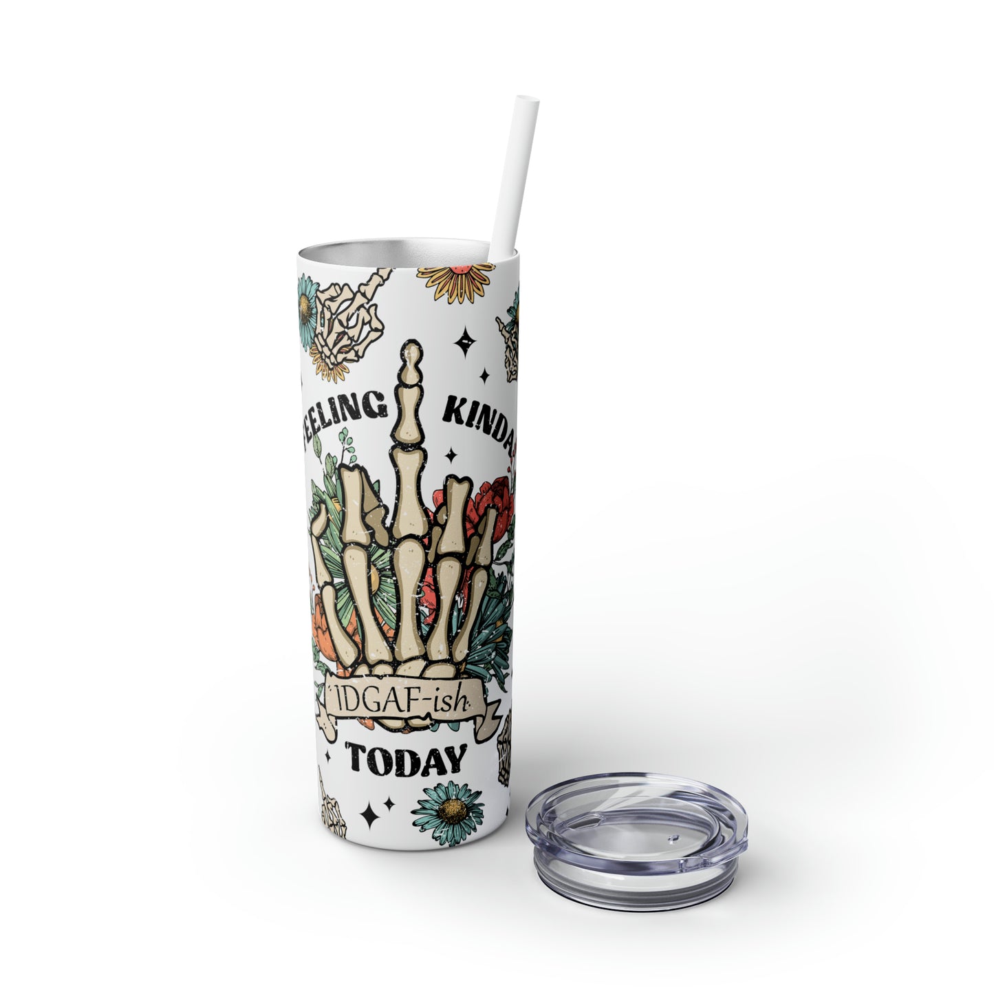 Tumbler Cup - Skeleton Hand with Sarcastic Attitude Design, 20oz