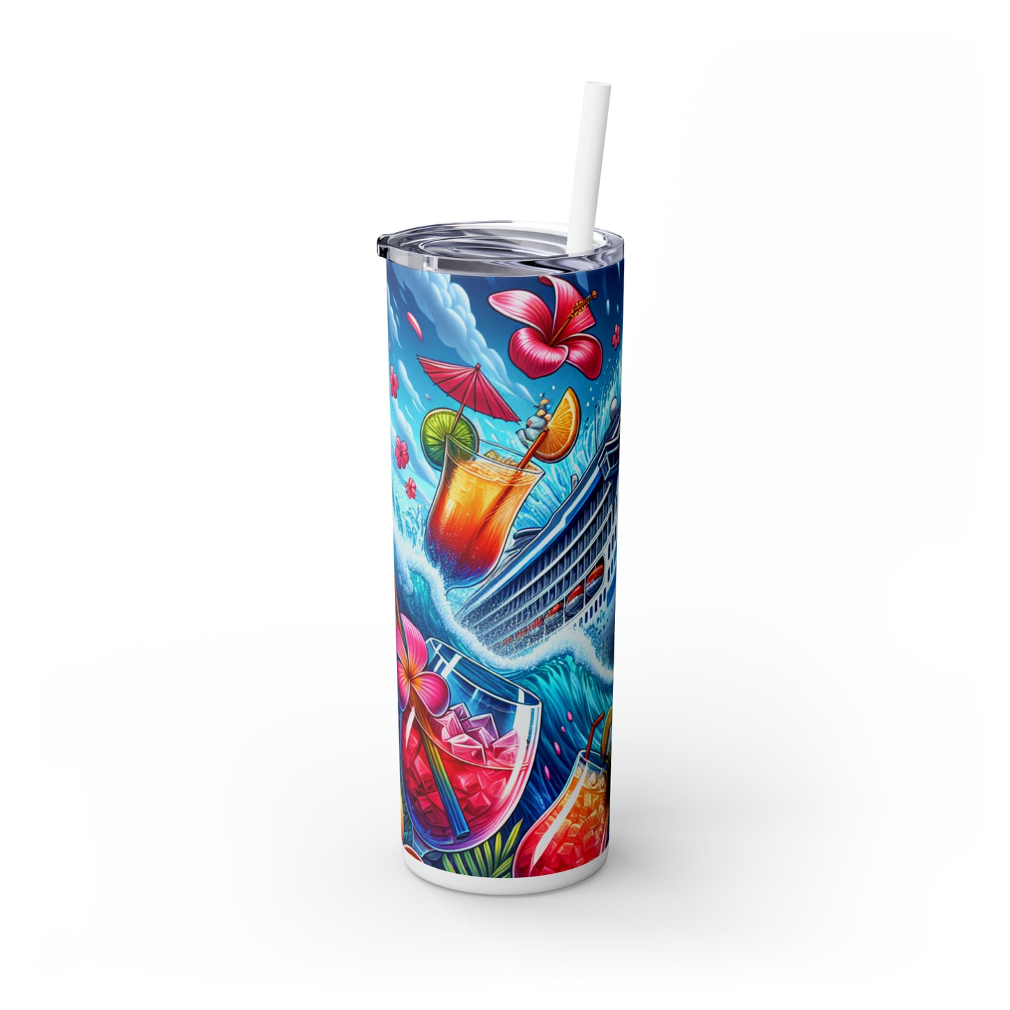 Cruisin Vibes - Skinny Tumbler with Straw, 20oz