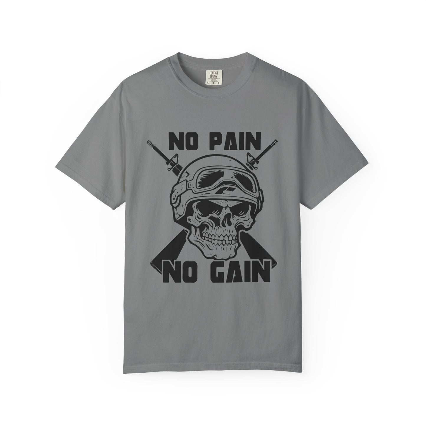 Military Skull Unisex T-shirt - No Pain No Gain Design