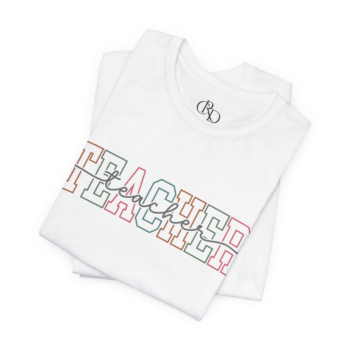 Colorful 'Teacher' Unisex Jersey Short Sleeve Tee - Perfect Gift for Educators