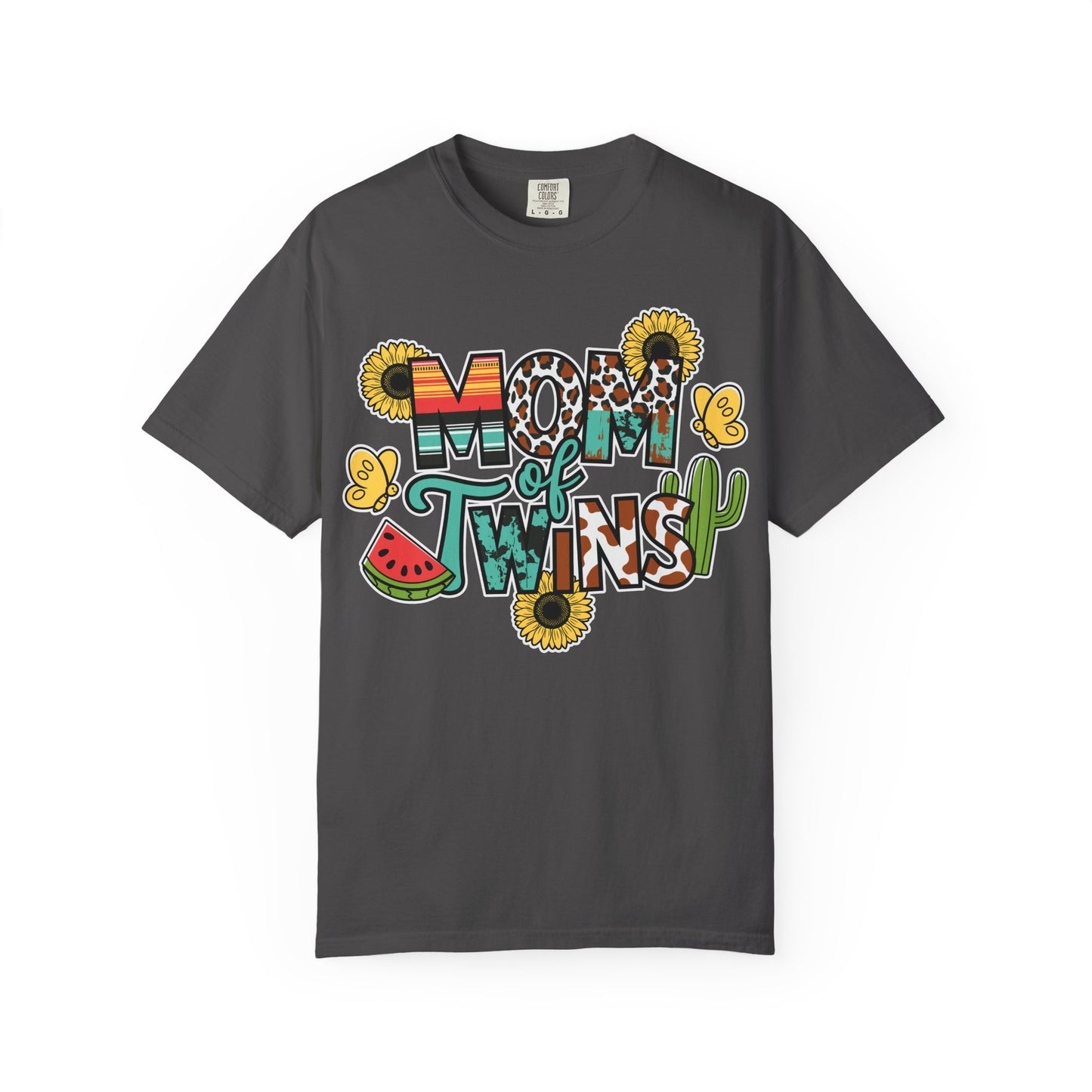 Western 'Mom of Twins' T-shirt with Sunflowers and Cactus