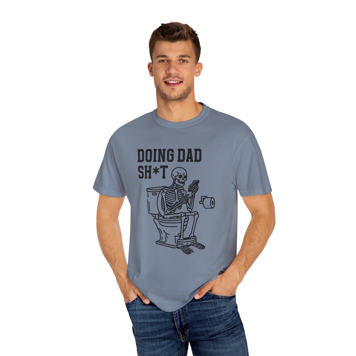 Humorous Dad T-Shirt, Skeleton Fun Tee, Laugh Gifts for Father’s Day, Men’s Casual Shirt, Parenting Humor Apparel