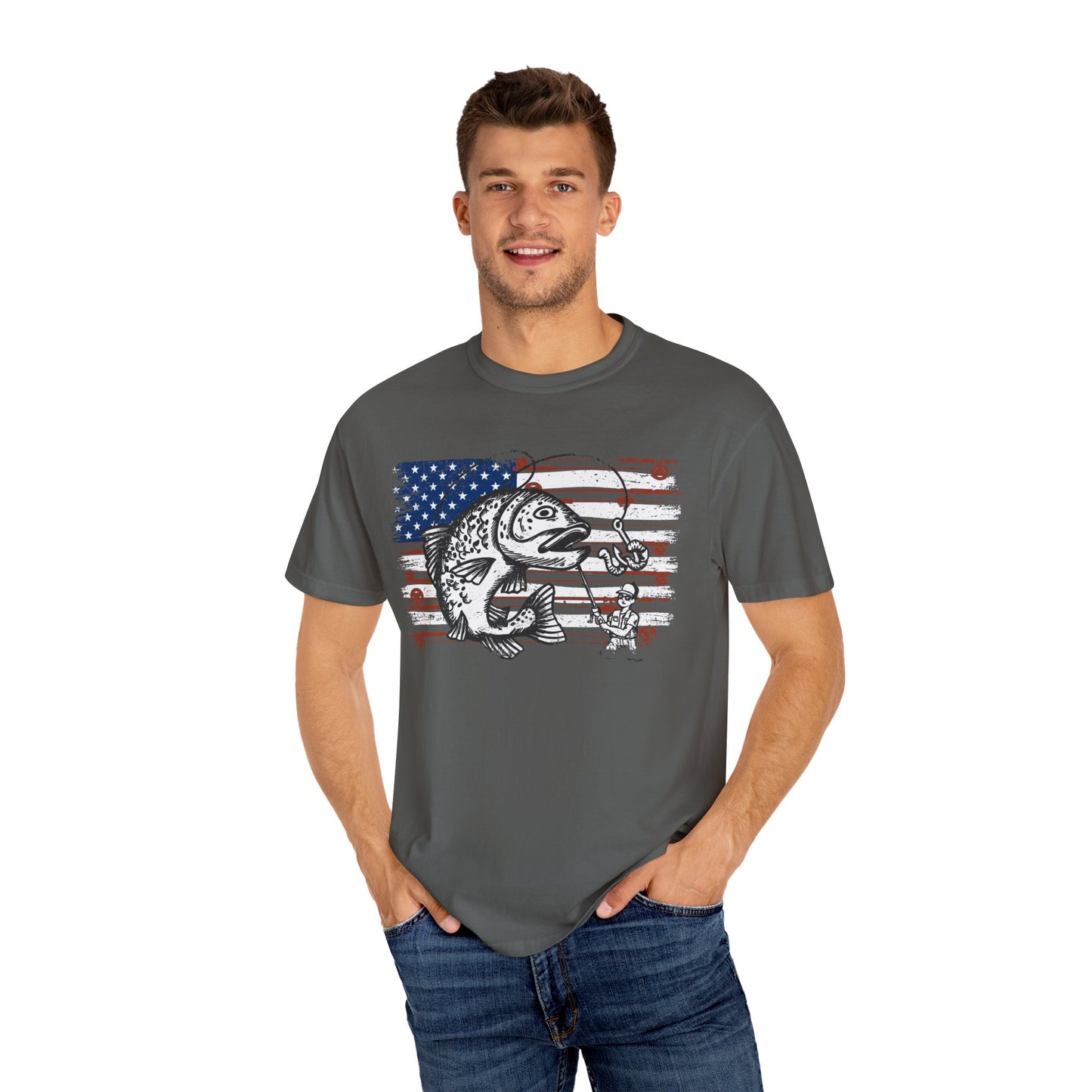 Patriotic Fishing - Softstyle T-Shirt