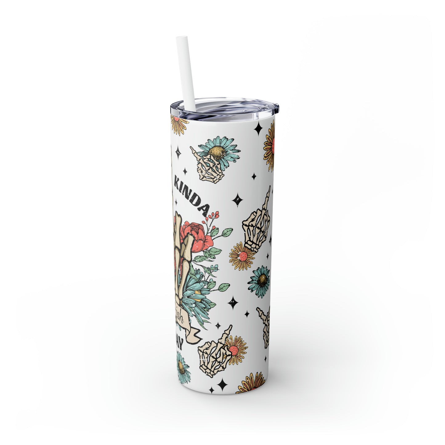 Tumbler Cup - Skeleton Hand with Sarcastic Attitude Design, 20oz