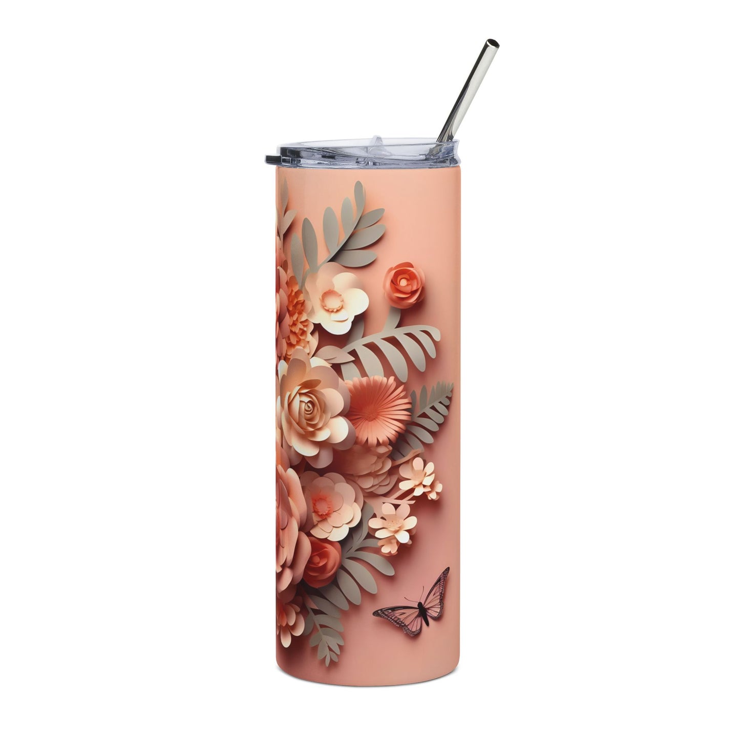 Floral Stainless Steel Tumbler, 20oz, Insulated Travel Cup, Gift for Her, Spring/Summer, Engaging Floral Design, Eco-Friendly Drinkware