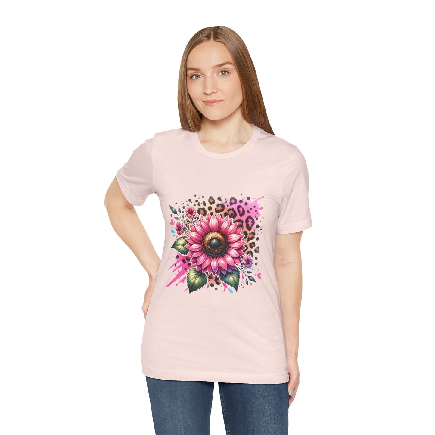 Pink Leopard Rose - Short Sleeve T-Shirt