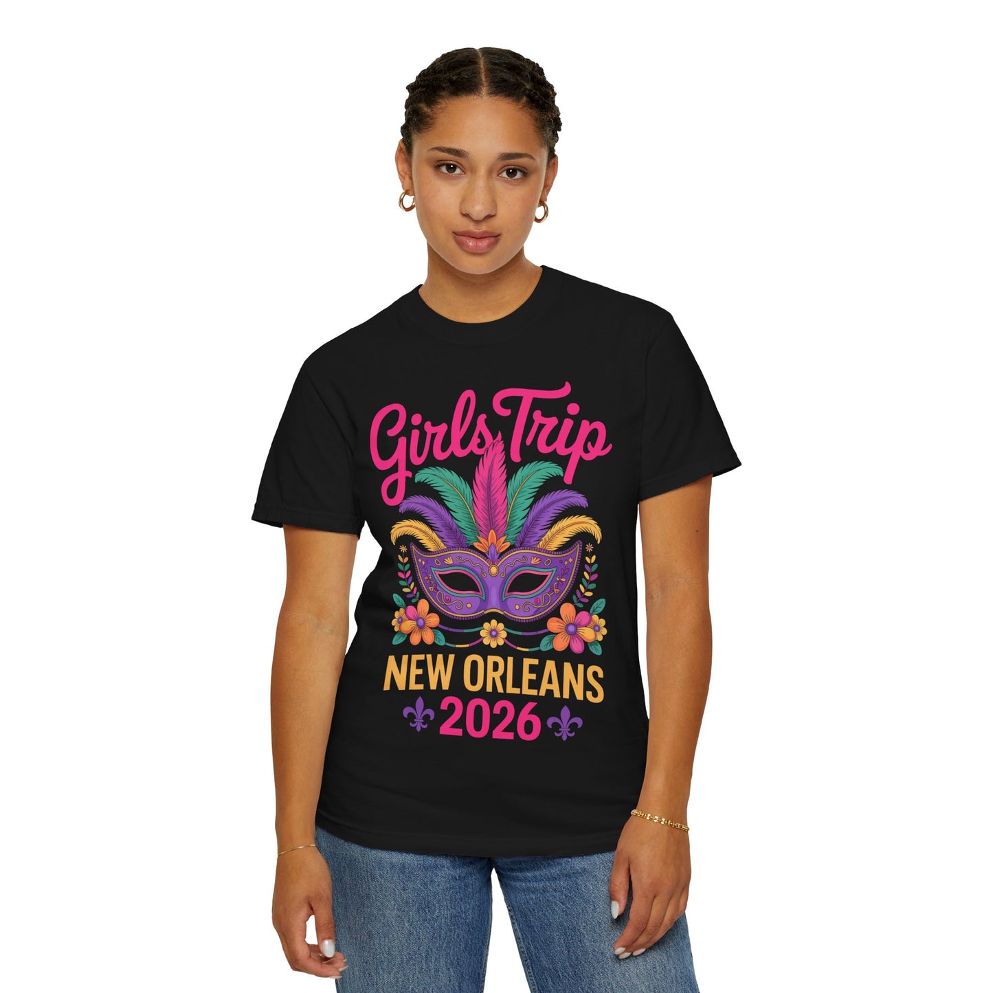 Girls Trip New Orleans 2026 T-Shirt — Mardi Gras Mask Vacation Tee