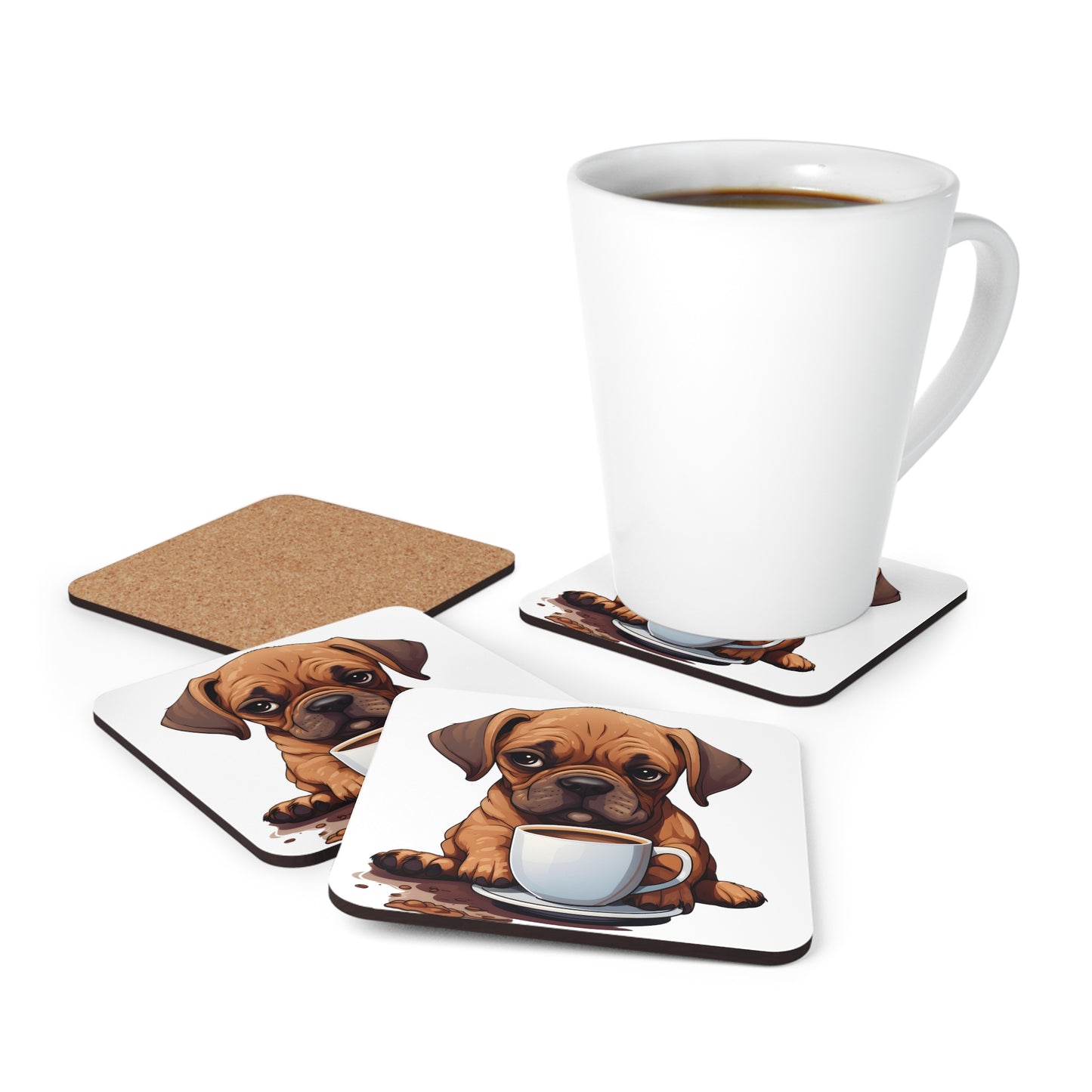 Dog and Coffee - Corkwood Coaster Set