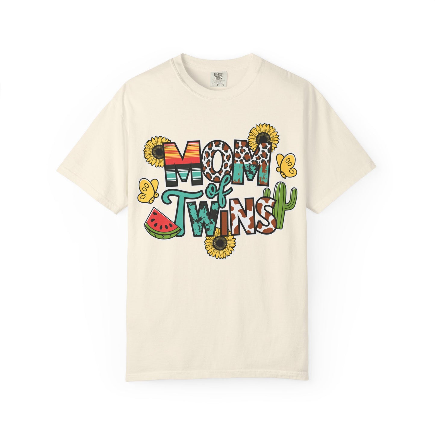 Western 'Mom of Twins' T-shirt with Sunflowers and Cactus