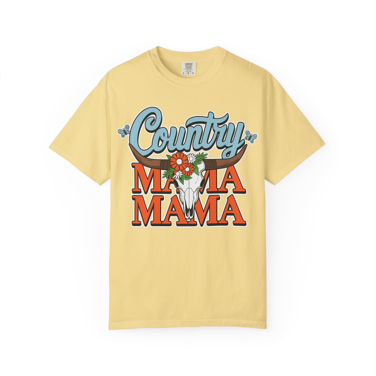 Country Mama Garment-Dyed T-Shirt, Fun Summer Tee, Gift for Moms, Vintage Style Top, Women's Casual Wear, Family Reunion Shirt