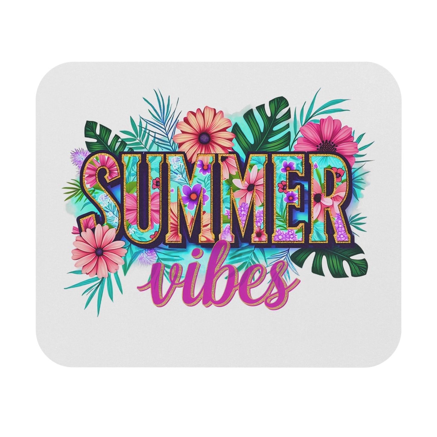Summer Vibes Mouse Pad | Colorful Floral Desk Accessory | Office Gift | Gamer Gift | Tropical Home Decor | Summer Decor