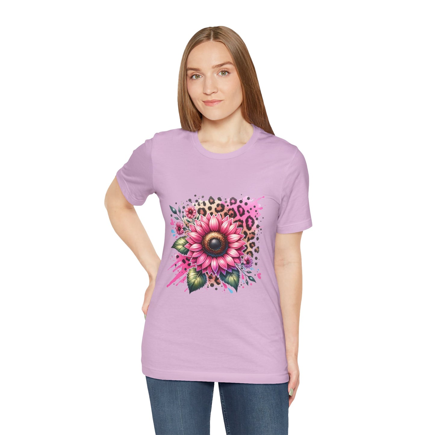 Pink Leopard Rose - Short Sleeve T-Shirt