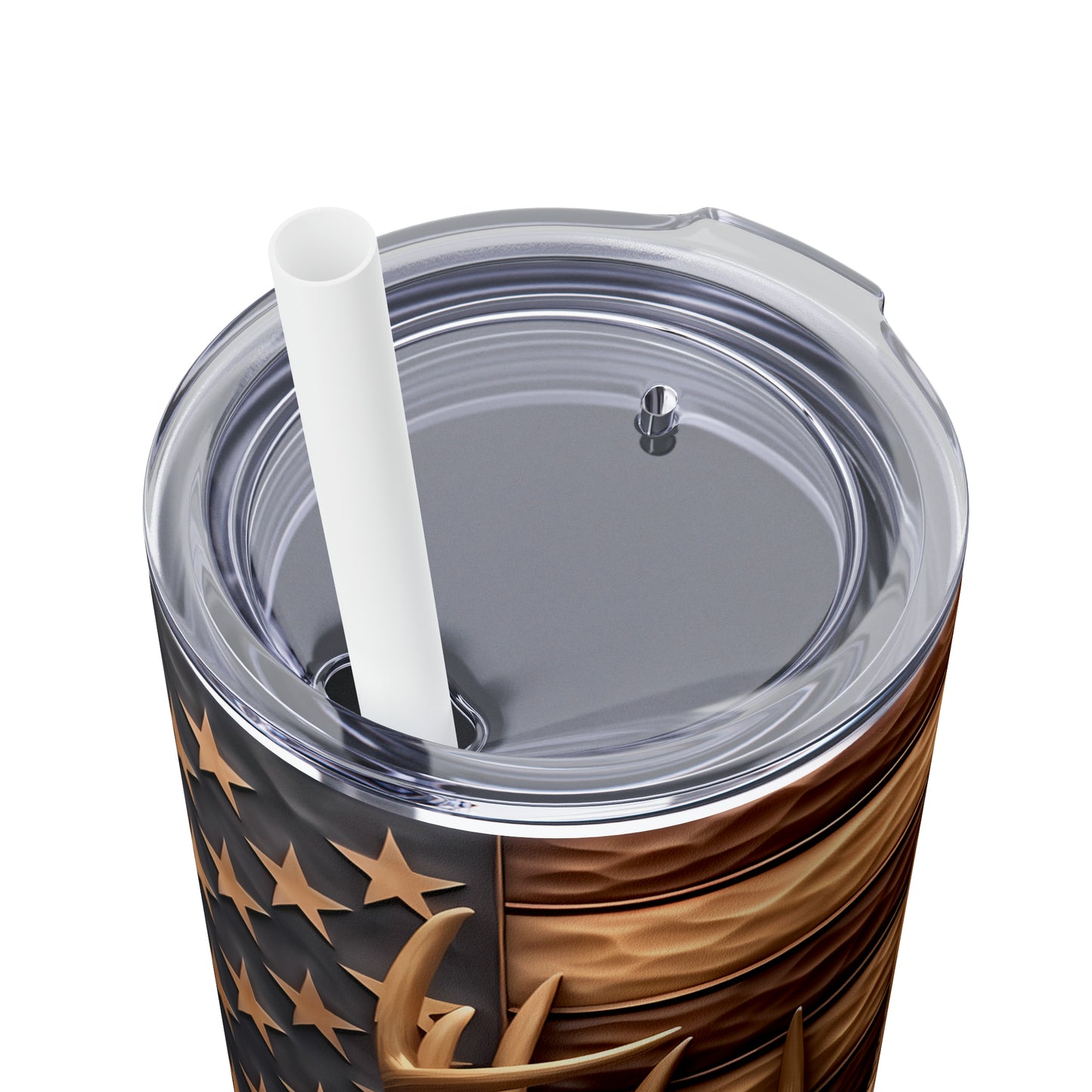 3D Deer - Skinny Tumbler with Straw, 20oz