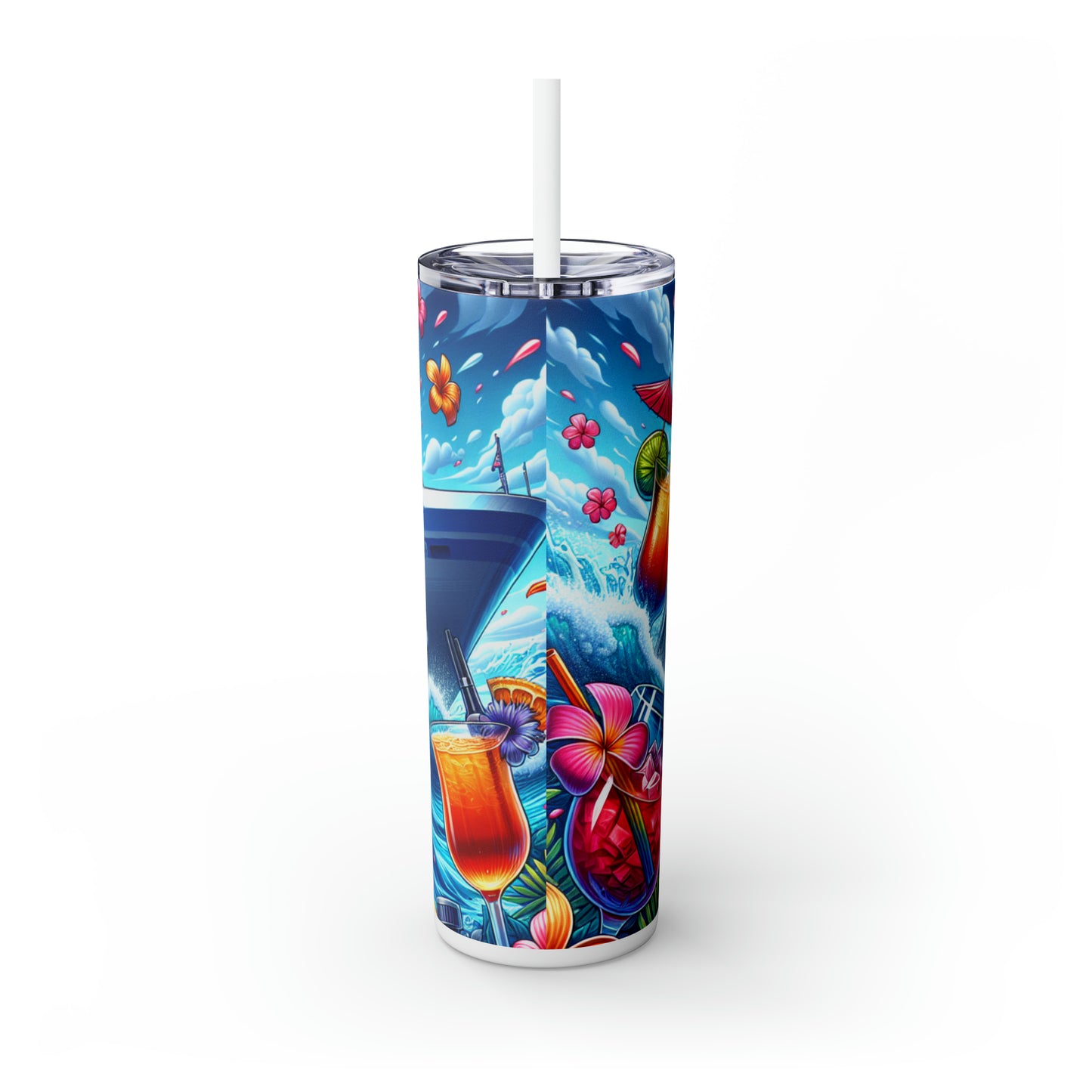 Cruisin Vibes - Skinny Tumbler with Straw, 20oz