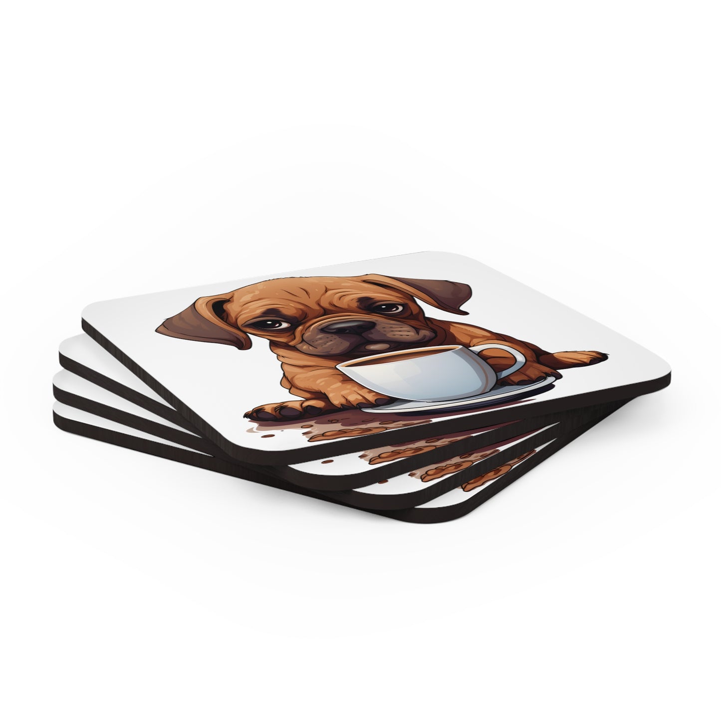 Dog and Coffee - Corkwood Coaster Set